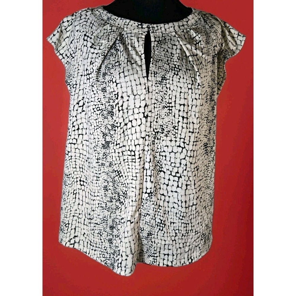 Banana Republic Blouse Animal Print Short  Flutter Sleeve Womens Size Medium